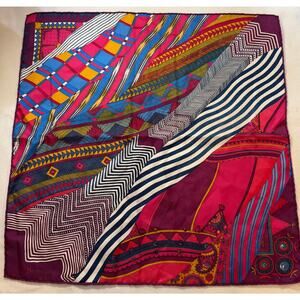 Pristine Hermes Paris 'Coupons Indiens' 100% Silk Vintage Pocket Square